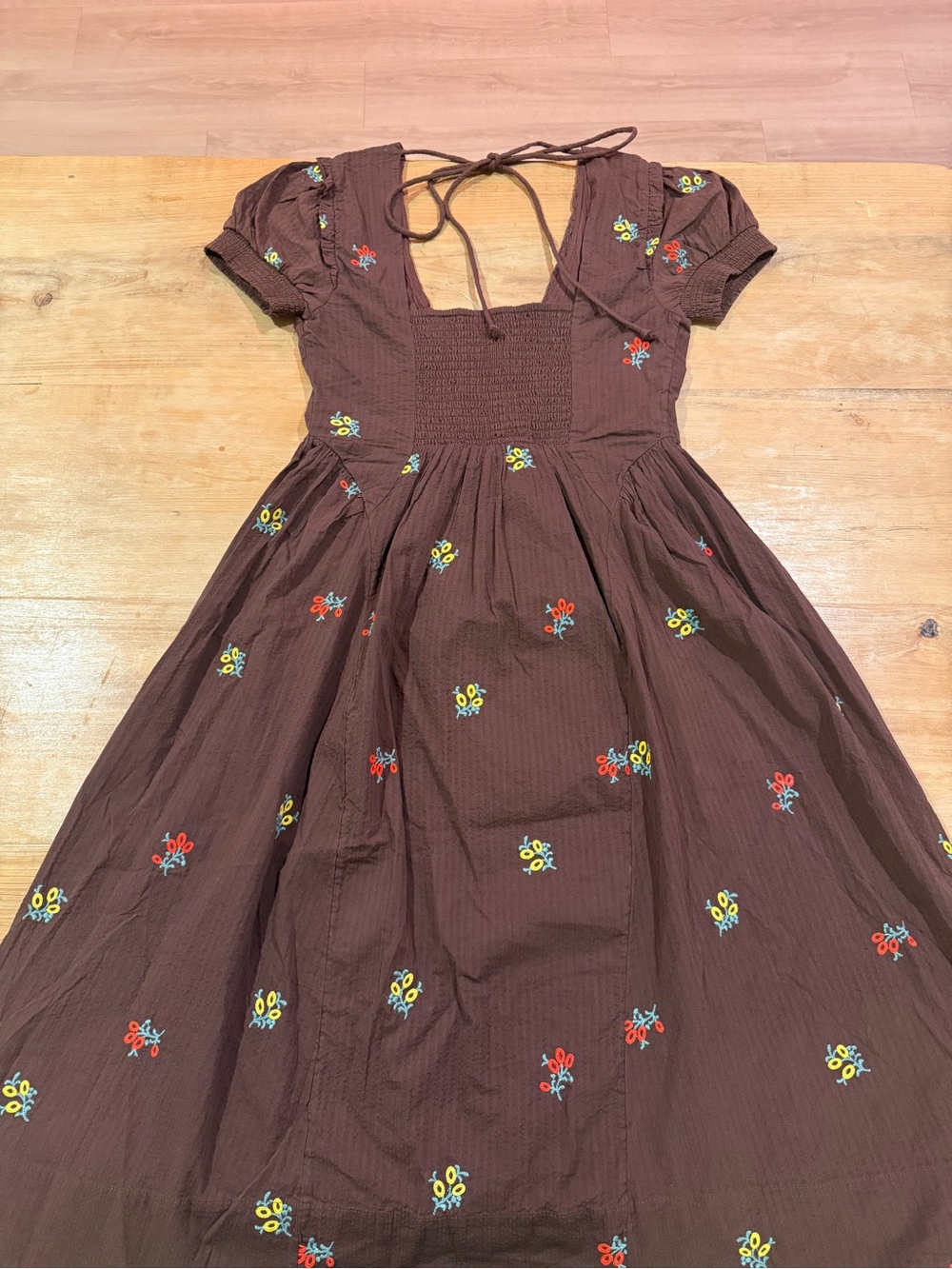 Free People NWT Cocoa Combo Embroidered Floral Midi Dress Size S $168